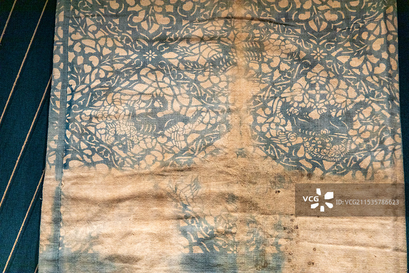 明代上海蓝印花布又称“药斑布”，为松江最著名的四种棉布之一上海历史博物馆上海革命博物馆图片素材