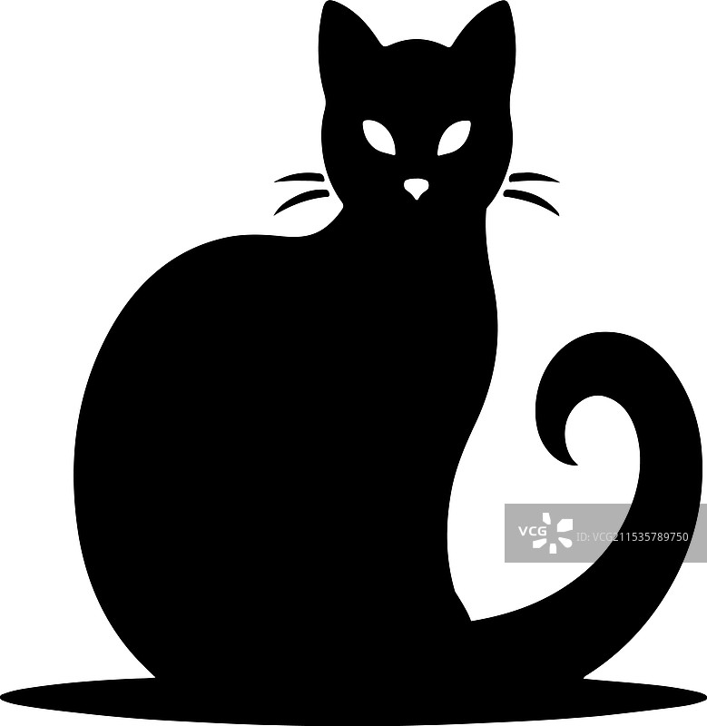 猫的轮廓图标，坐着的猫的符号图片素材