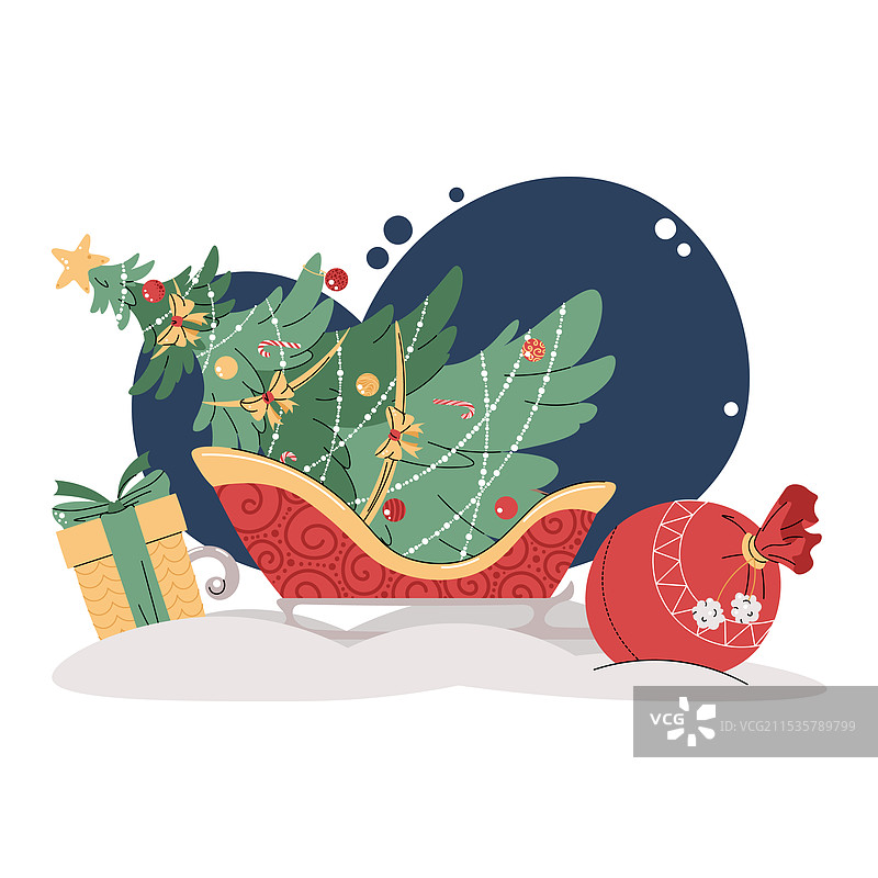 圣诞节与雪橇和一个图片素材