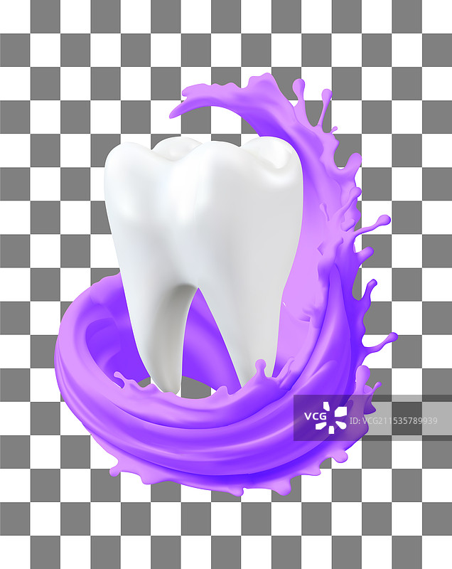 健康的牙齿与紫色牙膏进行修正图片素材