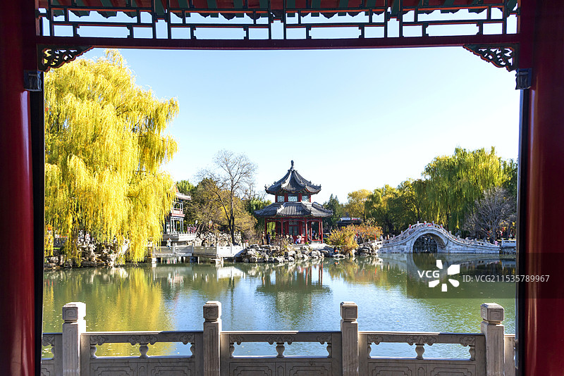 保定古莲花池秋色图片素材