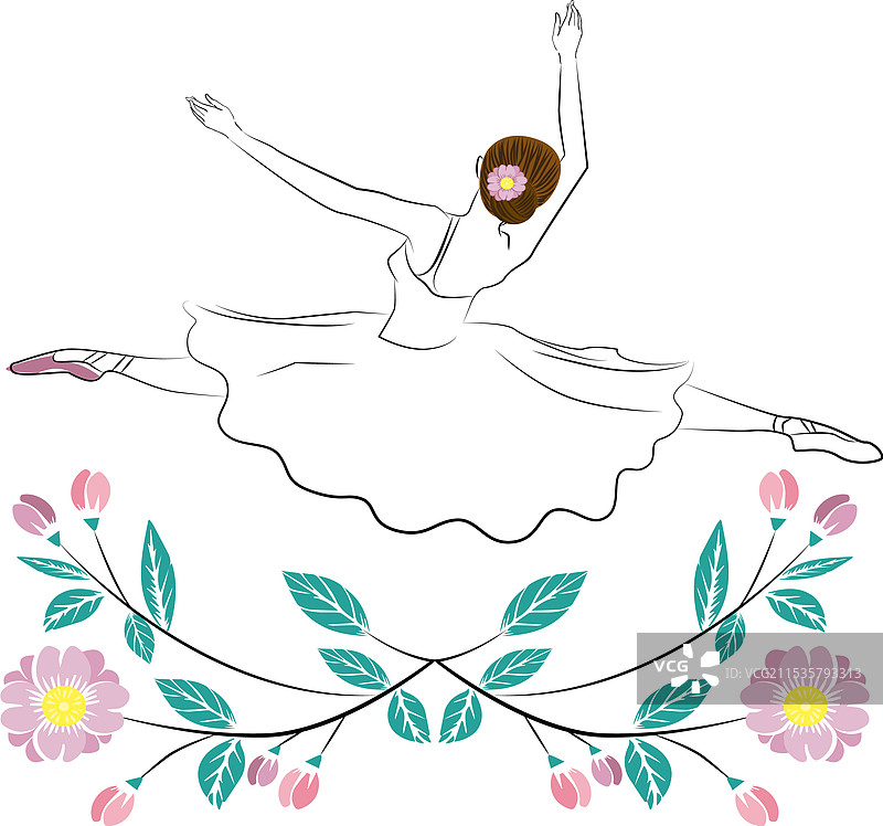 手持花朵的芭蕾舞者图片素材