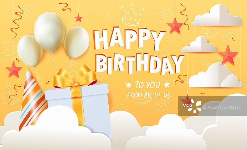 明亮快乐的生日祝福设计图片素材