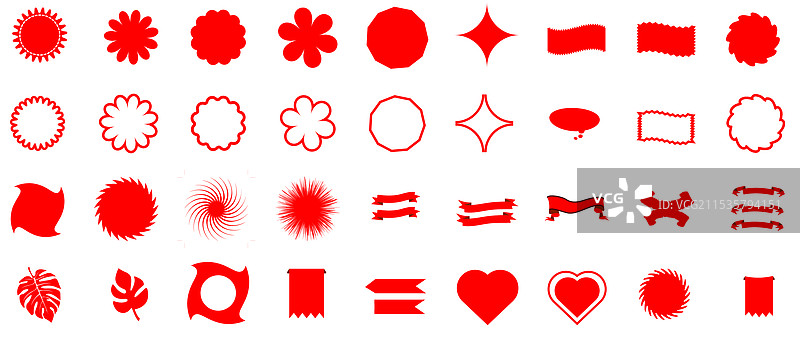 红色标签、促销和新标签组合图片素材