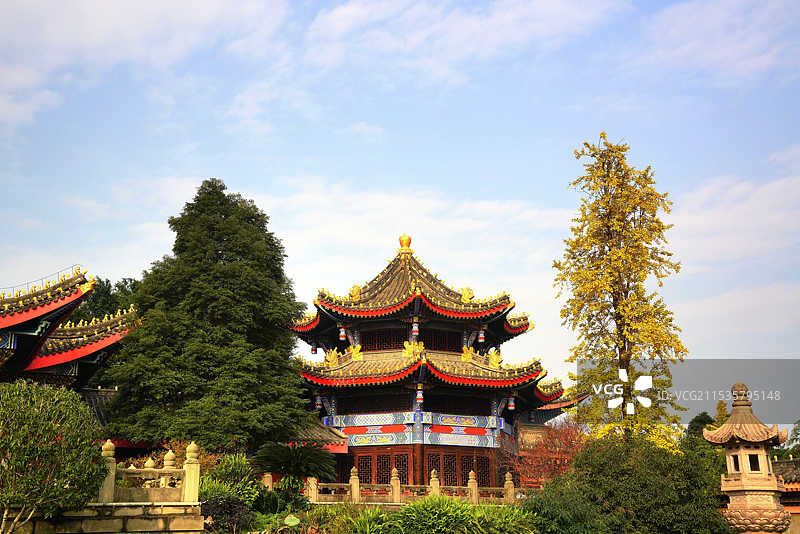 亚洲最大的十方丛林之一的四川峨眉山大佛禅院初冬风貌图片素材