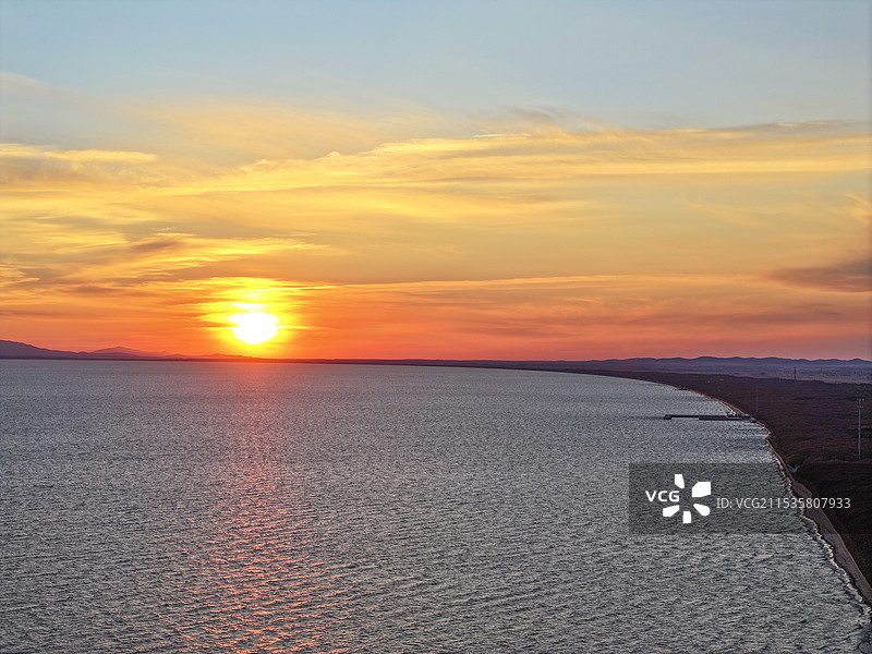兴凯湖日落图片素材
