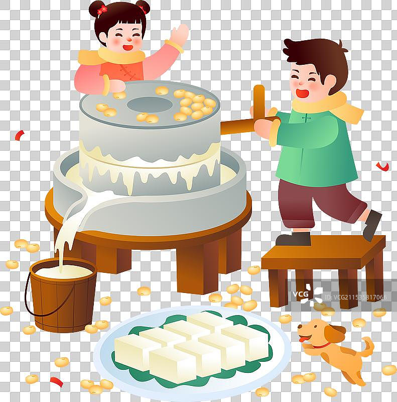 中国传统年俗文化 腊月二十五磨豆腐元素图片素材