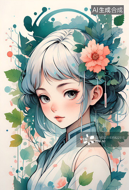 【AI数字艺术】唯美人物主题插画 古风时尚女性图片素材