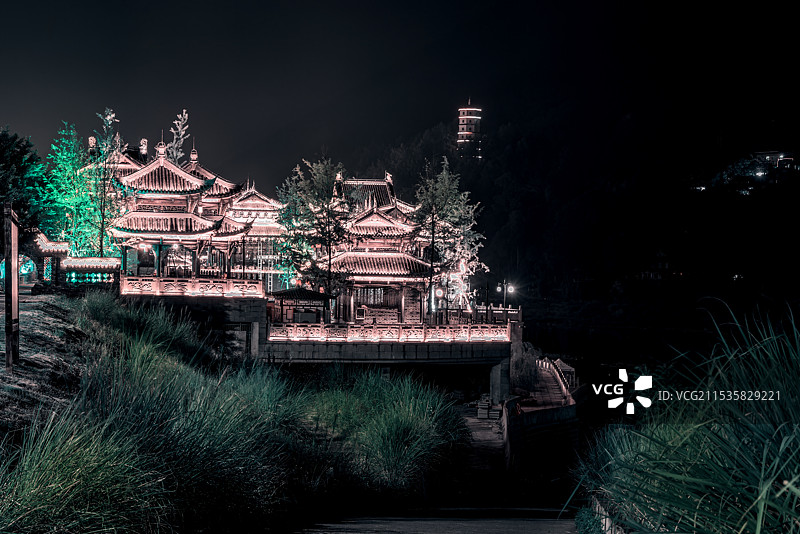 榕江县大河口之码头夜色图片素材