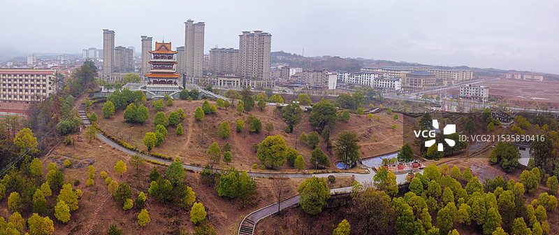 横峰县 兴安公园 艺术中心 端章大道 红枫公园 航拍图片素材