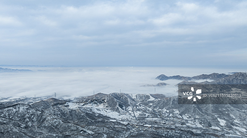 国家森林公园鹤伴山雪景云海图片素材