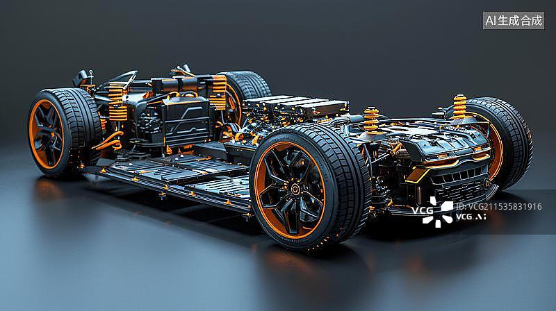 【AI数字艺术】新能源汽车动力电池底盘概念图片素材