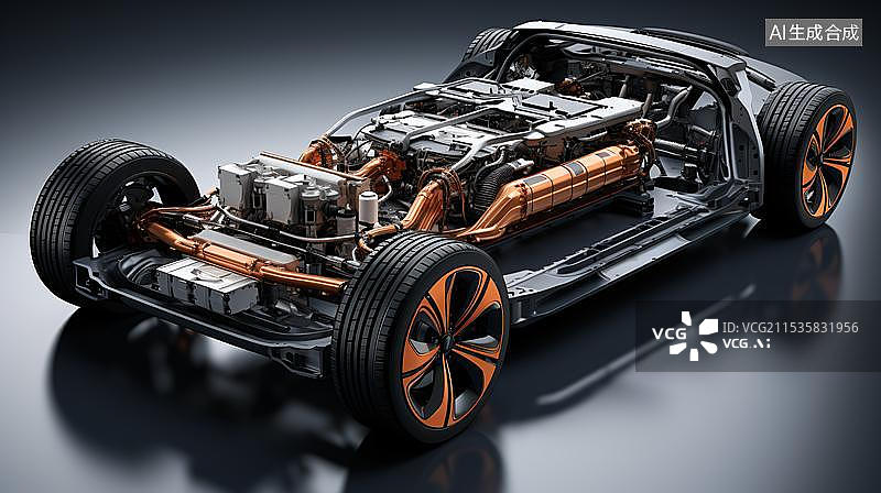 【AI数字艺术】新能源汽车动力电池底盘概念图片素材