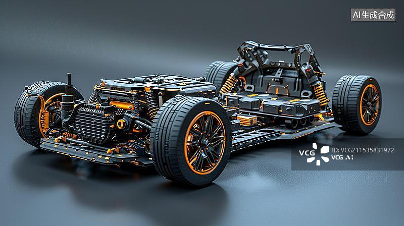 【AI数字艺术】新能源汽车动力电池底盘概念图片素材