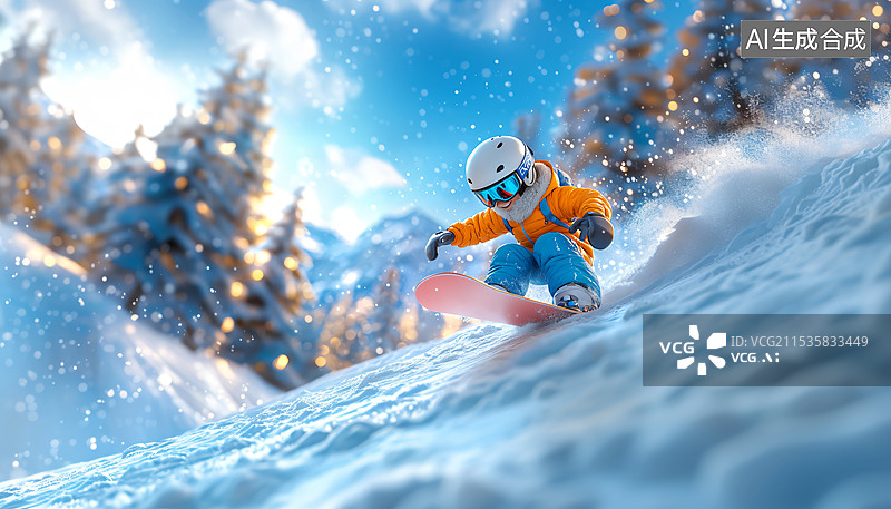 【AI数字艺术】滑雪运动，高山滑雪，单板滑雪图片素材