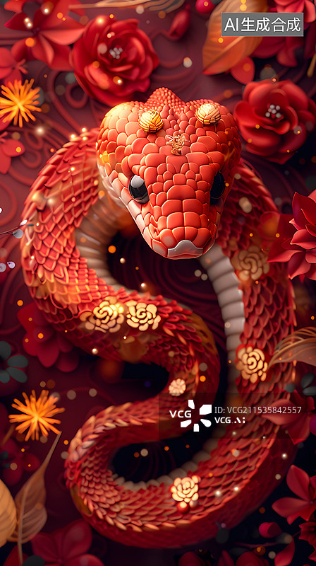 【AI数字艺术】蛇年春节图片，蛇主题图片图片素材