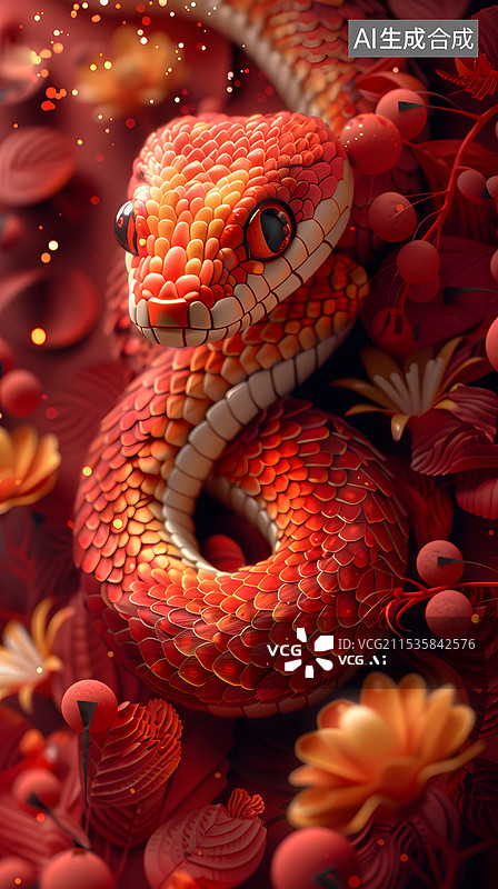 【AI数字艺术】蛇年春节图片，蛇主题图片图片素材