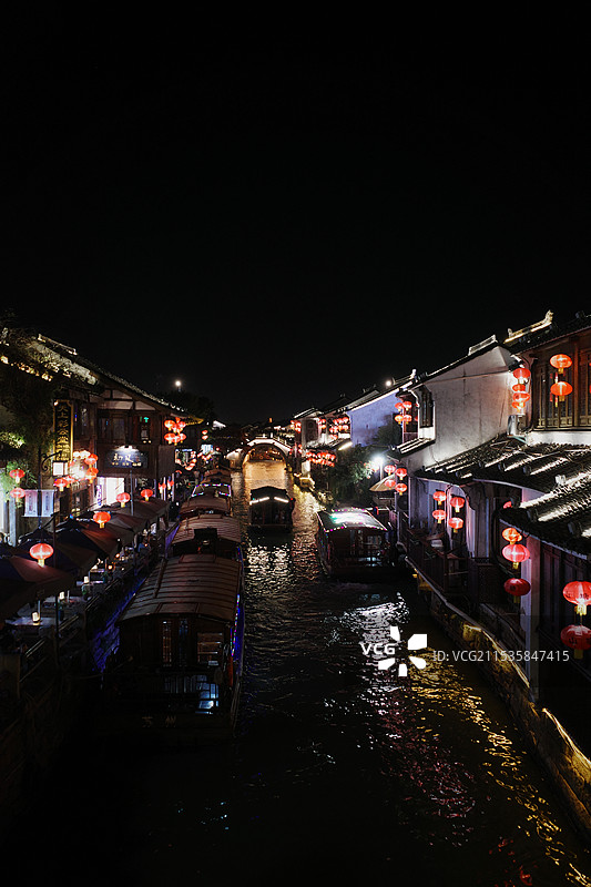 苏州七里山塘夜景图片素材