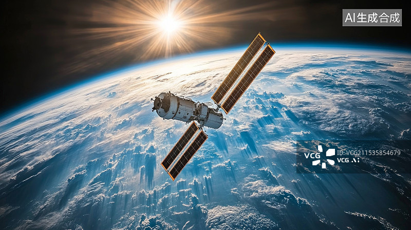 【AI数字艺术】空间站在地球轨道上图片素材