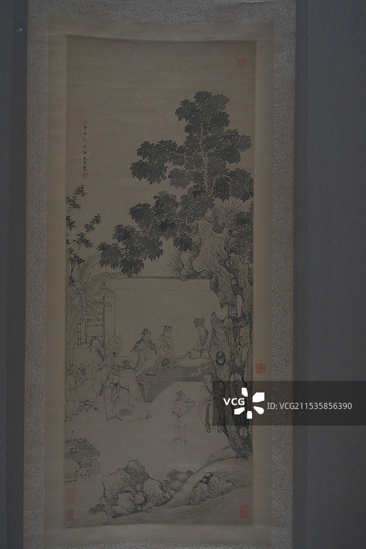品古图，尤求(活跃于16世纪)，明隆庆六年(1572年)，纸本墨笔立轴，香港故宫博物院，古画，古董，图片素材