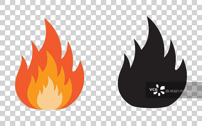 火焰图标艺术与剪影图片素材