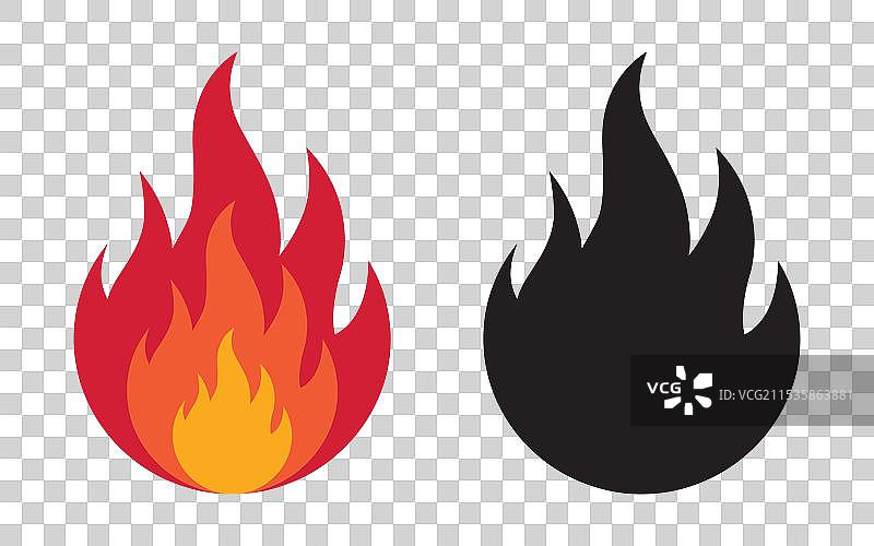 火焰图标艺术与剪影图片素材