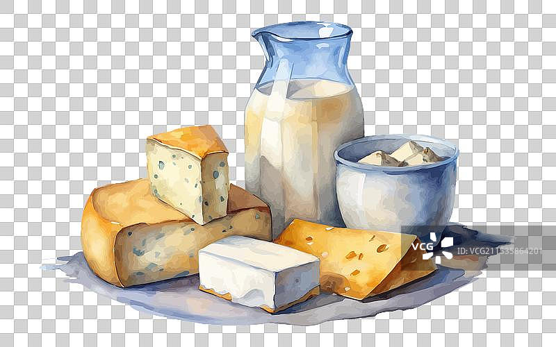 水彩奶酪套装 白色图片素材