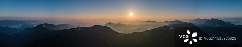 罗定风车山全景日出航拍图片素材