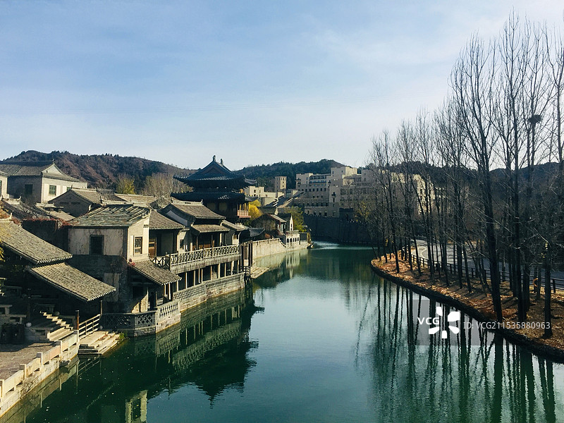密云古北水镇河道风景图片素材