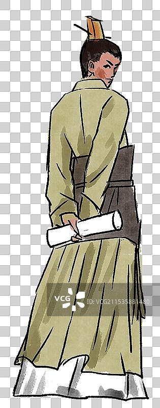中国风新中式古风古典传统文化古装古人古代古时候诗人背影动作人物元素素材卡通插画图片素材