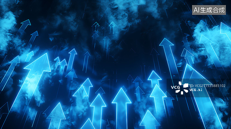 【AI数字艺术】金融科技向上箭头图表股市金融经济增长插图图片素材