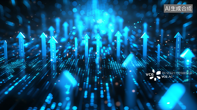【AI数字艺术】金融科技向上箭头图表股市金融经济增长插图图片素材