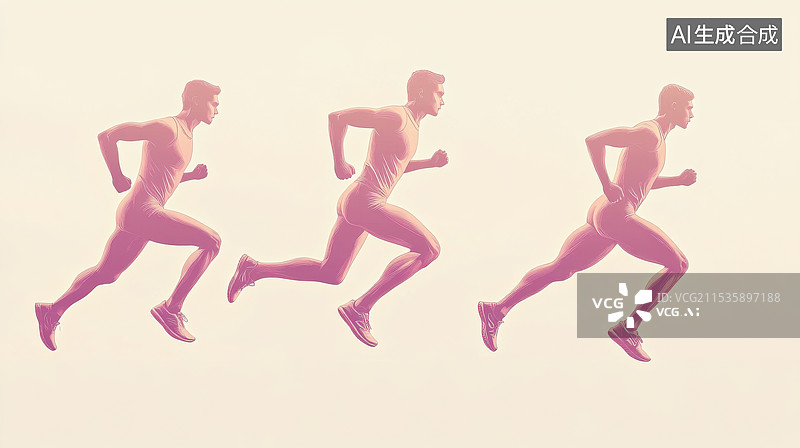 【AI数字艺术】一群运动员跑步的彩色剪影图片素材