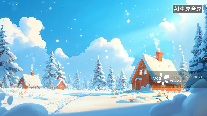 【AI数字艺术】冬天户外森林雪景风光图片素材
