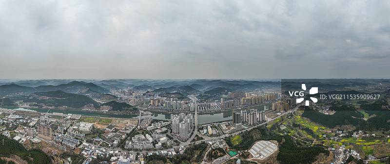 四川省绵阳市盐亭县云溪镇航拍图片图片素材