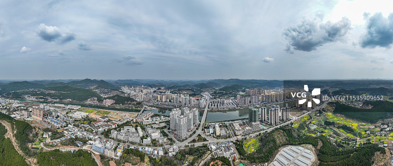 四川省绵阳市盐亭县云溪镇航拍图片图片素材