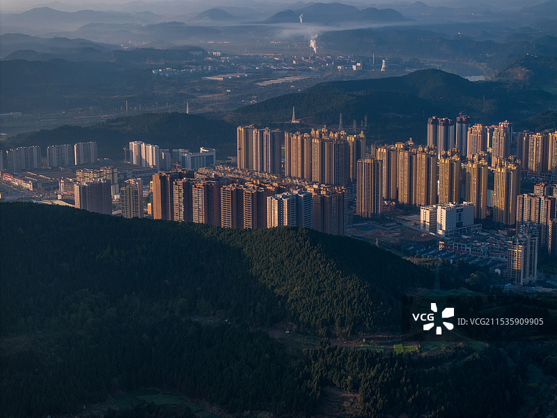 四川省绵阳市盐亭县云溪镇航拍图片图片素材