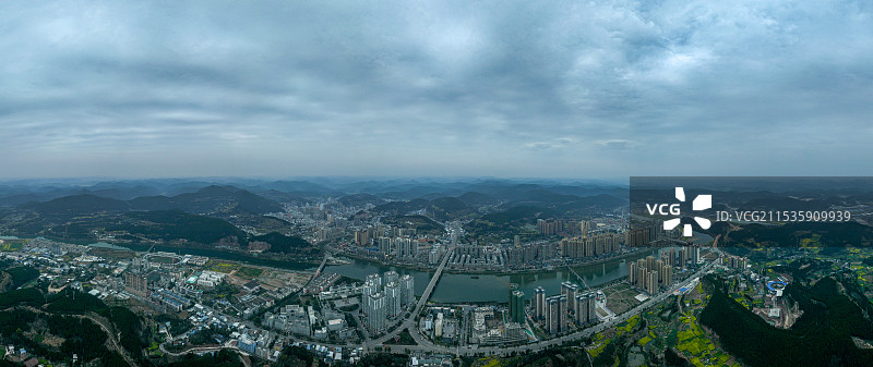 四川省绵阳市盐亭县云溪镇航拍图片图片素材