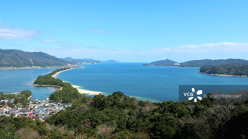 日本京都府宫津市，日本三景之一的天桥立图片素材
