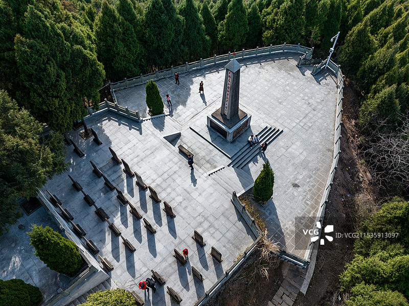 四川省绵阳市游仙区魏城镇飞龙山红色历史文化景区航拍图片图片素材