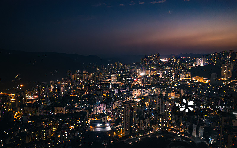航拍重庆涪陵城区夜景内透图片素材