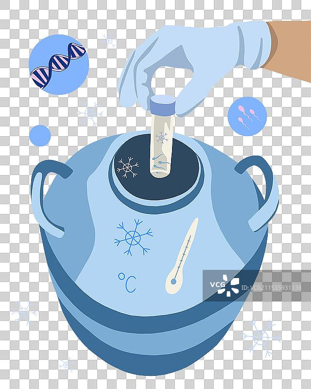 一个用于冷冻精子的低温储存罐和试管图片素材