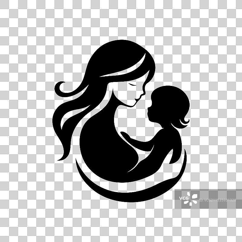 母子之间爱的剪影图片素材