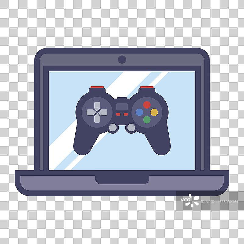 笔记本电脑屏幕上的操纵杆图片素材