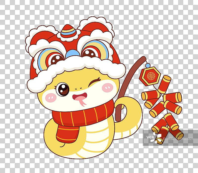 可爱醒狮中国蛇图片素材