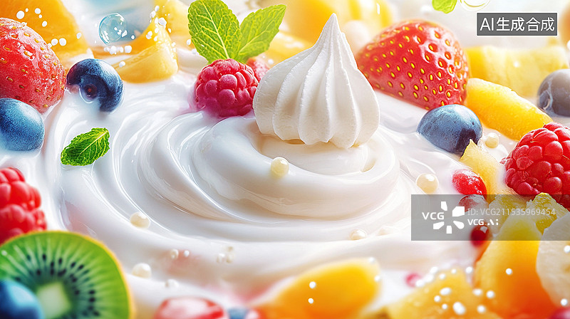 【AI数字艺术】酸奶水果图片素材