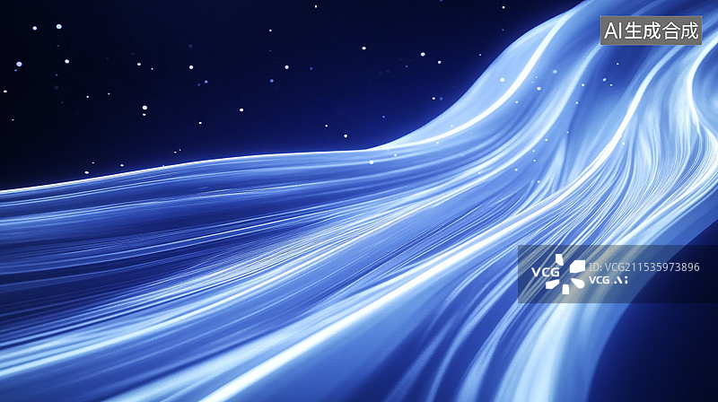 【AI数字艺术】蓝色抽象科技感光感线条背景图片素材