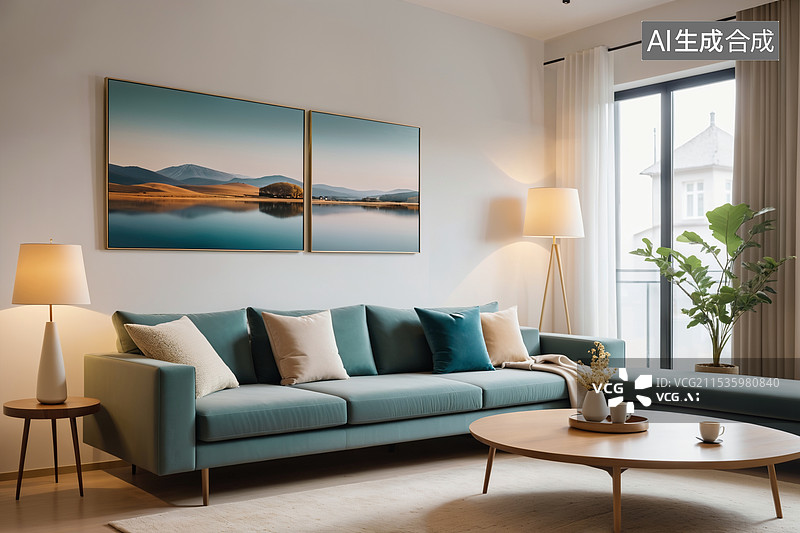 【AI数字艺术】温馨起居室空间图片素材