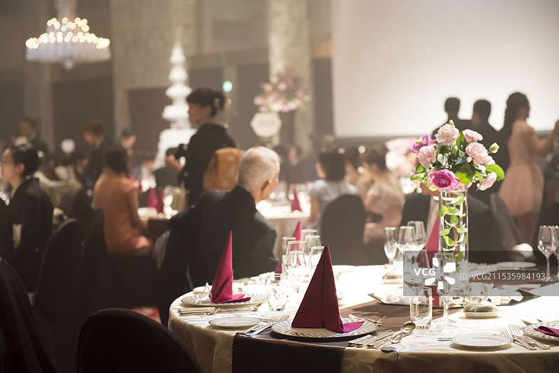 婚礼接待处的桌子布置图片素材
