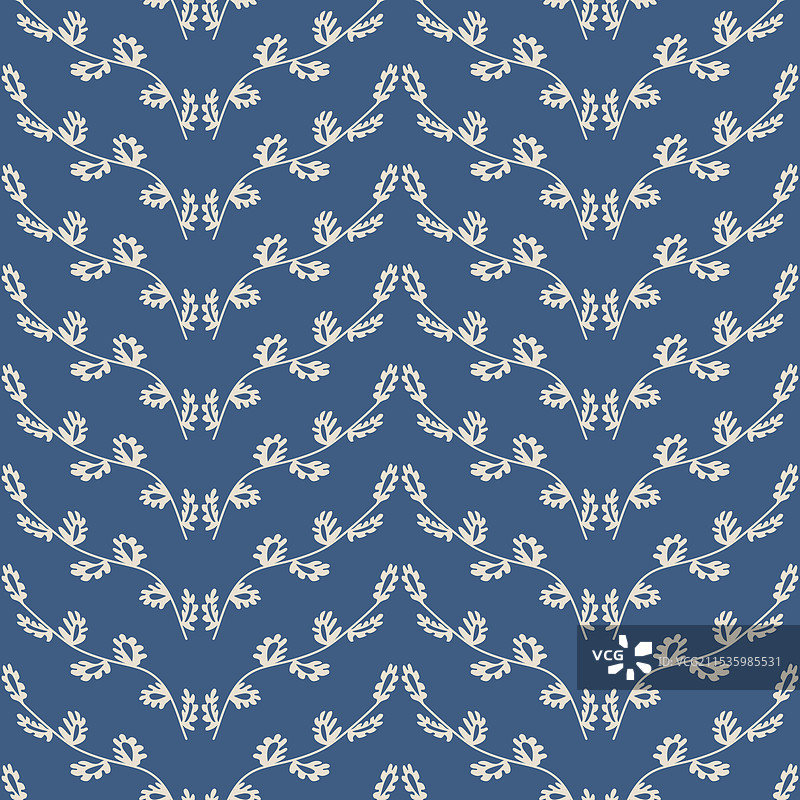 花卉枝条无缝图案，宁静的叶子图片素材